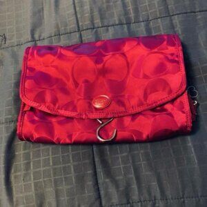 Coach Getaway Signature Nylon Cosmetic  Travel Bag Fuschia